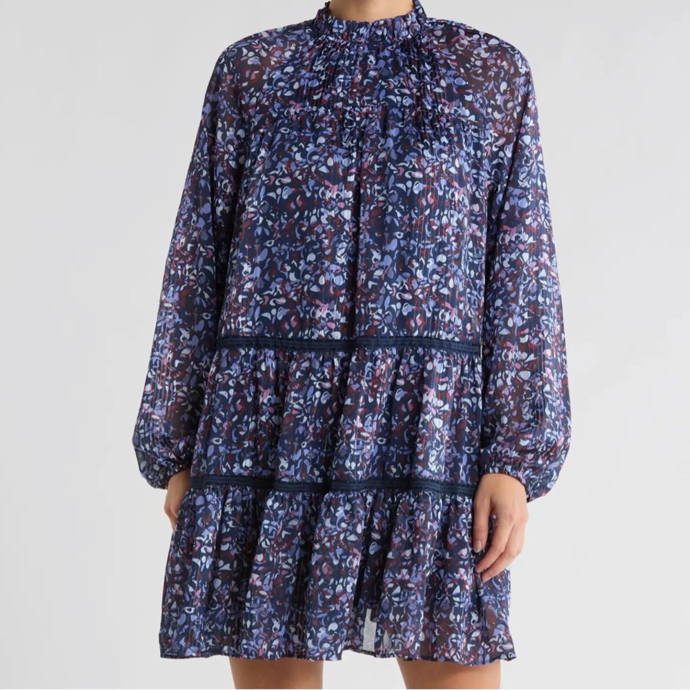 Melrose and Market Navy Floral Mini Swing Dress